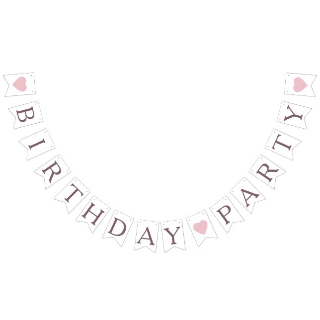 Rosa hjärtan, söt födelsedag party buntar flaggor (Alla)