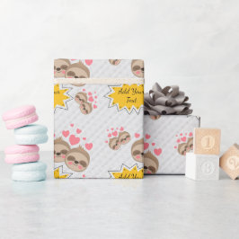 Rosa Hjärtan Söt Sengångare Mönster Baby Shower Fe Presentpapper