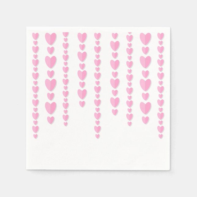 Rosa hjärtan söt Valentinsfest Pappersservett (Framsidan)
