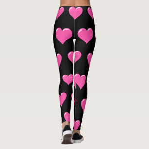 Rosa Hjärtan Svarta Leggings Välj Färg
