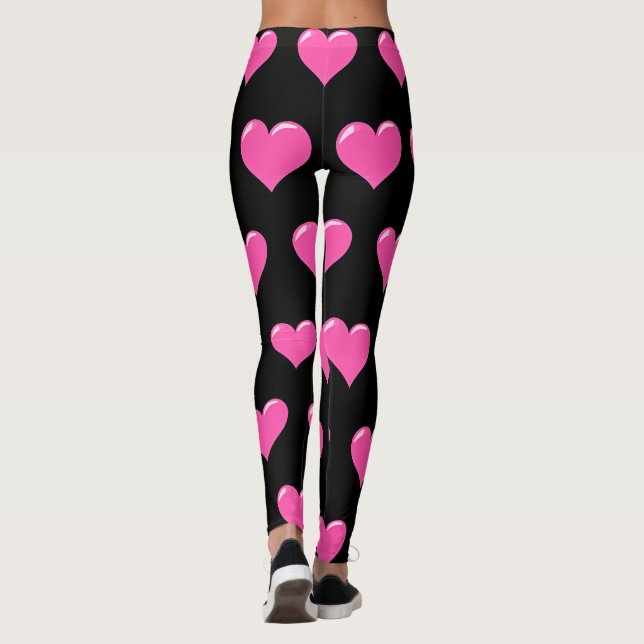 Rosa Hjärtan Svarta Leggings Välj Färg (Baksida)