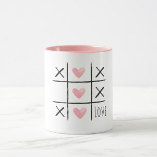 Rosa Hjärtan Tic Tac Toe Kärlek Mugg