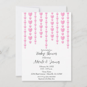 Rosa Hjärtan Valentines Baby Shower för Paret Inbjudningar