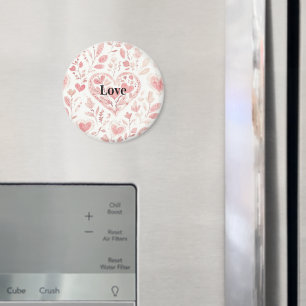 Rosa Hjärtans Blomsterkärlek Magnet