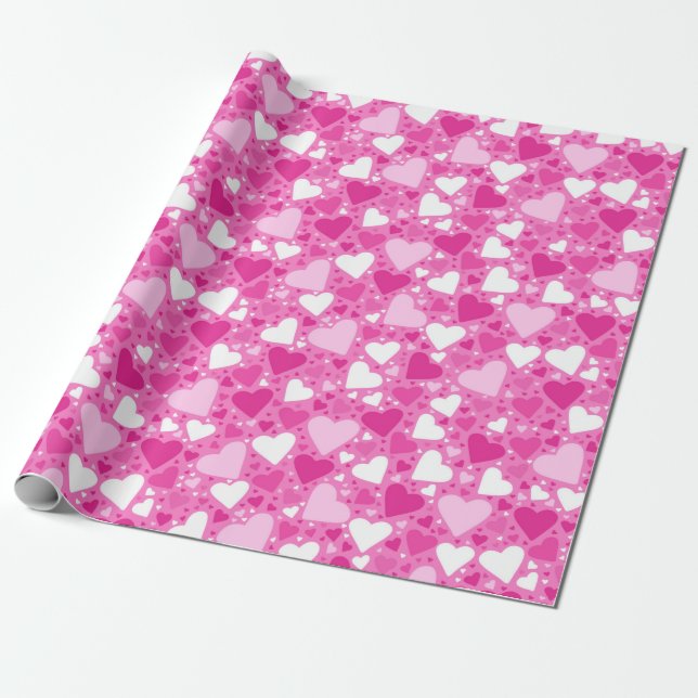 Rosa hjärtans design för bröstcancerupplysning presentpapper (Utrullad)