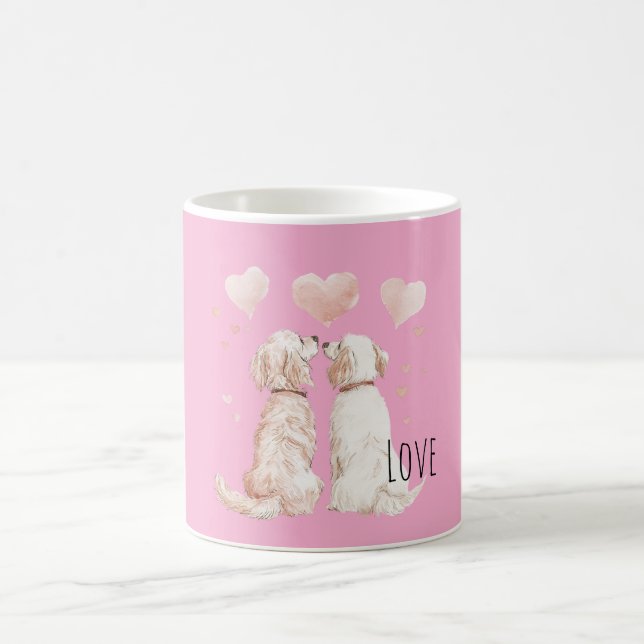 Rosa Hjärtans Hund Kärlek Kaffemugg (Center)