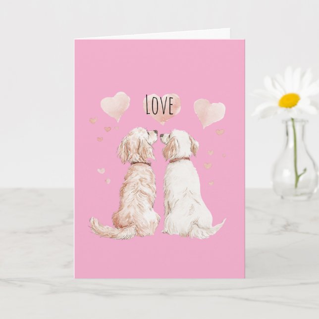 Rosa Hjärtans Hund Kärlek Kort (Liten växt)