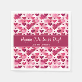 Rosa Hjärtar med Anpassningsbar Text Alla hjärtans Pappersservett