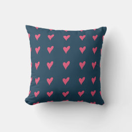 Rosa Hjärtar med Dots Teckning Valentine's Day Thr Kudde