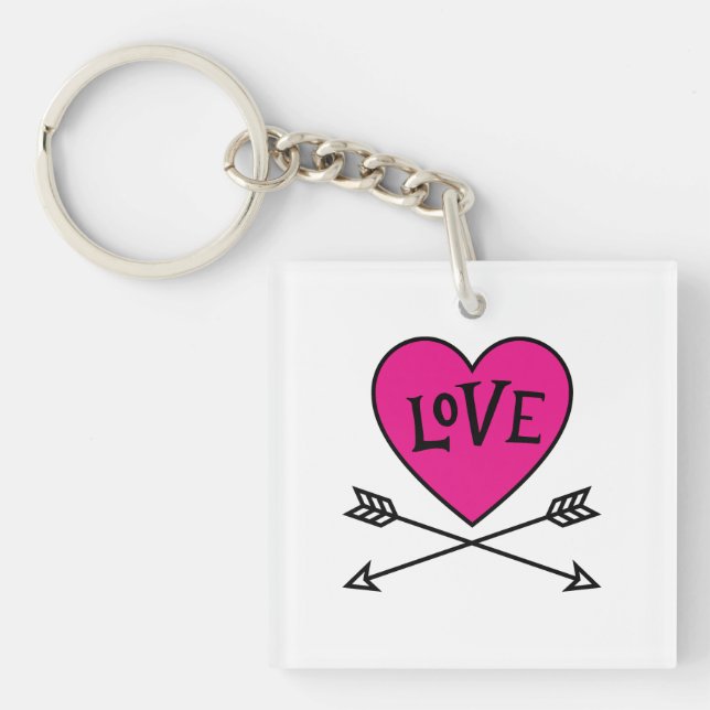 Rosa hjärtas kärlek magnet med Cupids pilar (Framsidan)