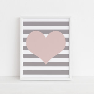 Rosa Hjärtas Minimalistiska Väggkonst