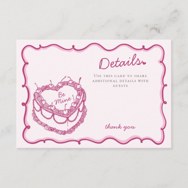 Rosa Hjärtasvalitet Körsbärskaka Detaljer Infoga Tilläggskort (Framsida)