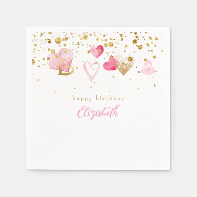 Rosa Hjärtat Anpassningsbar Hjärtat Blåstömningspr Pappersservett (Framsidan)