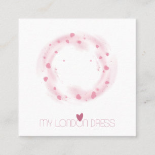 ROSA HJÄRTAT CIRCLE NECKLACE BRACELET VISNING FYRKANTIGT VISITKORT