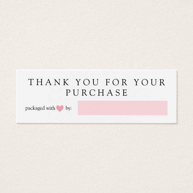 Rosa Hjärtat förpackat med Kärlek Tack Litet Visitkort (Framsidan)