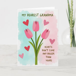 Rosa hjärtatulpor Mormor-kort Kort