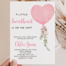 Rosa hjärtballong Baby Shower