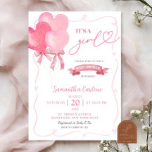 Rosa hjärtballong Baby Shower