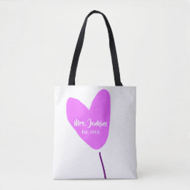 Rosa hjärtballong Fru lägg till namn år lägg till  Tygkasse