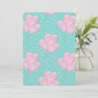 Rosa hjärtballong inbjudningar