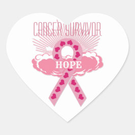 Rosa Hjärtcancer Survivor Stickers (Heart Cancer S Hjärtformat Klistermärke