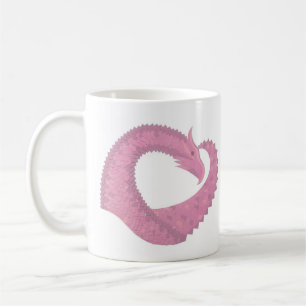 Rosa hjärtdrake på vitt kaffemugg