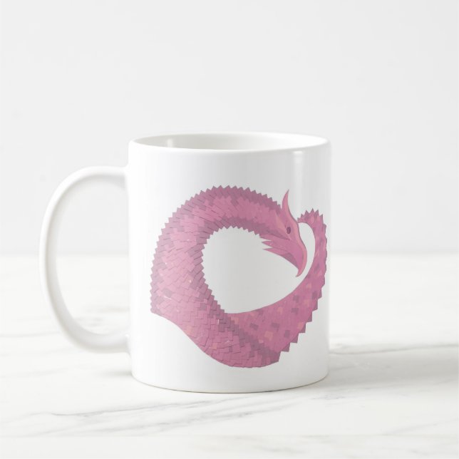 Rosa hjärtdrake på vitt kaffemugg (Vänster)