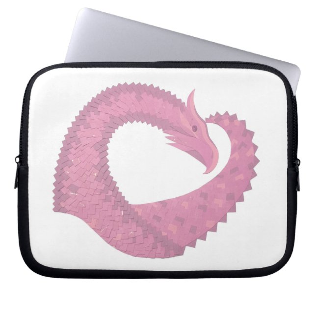 Rosa hjärtdrake på vitt laptop sleeve (Framsidan)