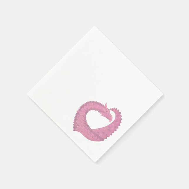 Rosa hjärtdrake på vitt pappersservett (Hörn)
