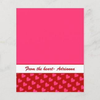 Rosa Hjärter på Red w/Rosa 4.5x5.6 Papper