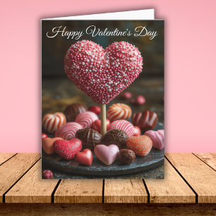 Rosa Hjärtformad Cakepop Valentines Hälsning Kort