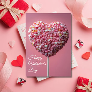 Rosa Hjärtformad Cakepop Valentines Hälsning Kort