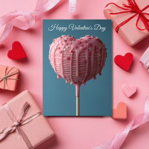 Rosa Hjärtformad Cakepop Valentines Hälsning Kort