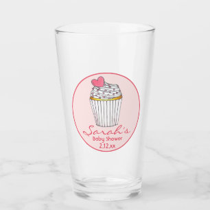 Rosa Hjärtformad Cupcake Bröllops- eller Barnkalas Glaskopp