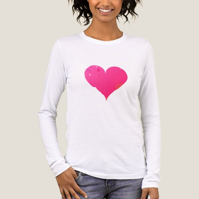 Rosa hjärtformad kärlek t shirt (Framsida)