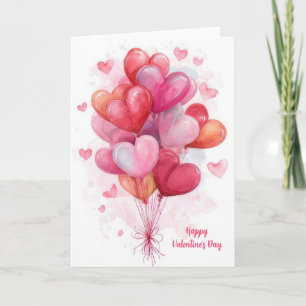 Rosa hjärtformade ballonger Alla hjärtans dag-kort Kort