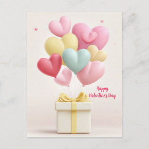 Rosa hjärtformade ballonger Alla hjärtans dag-kort Vykort