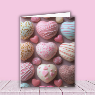 Rosa Hjärtformade Candys Valentines Hälsning Kort