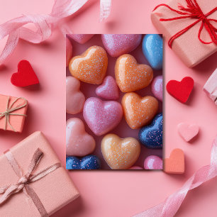 Rosa Hjärtformade Candys Valentines Hälsning Kort