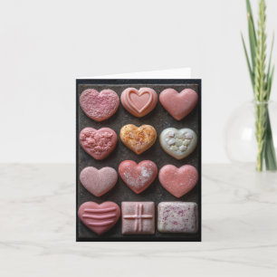 Rosa hjärtformade choklad på Alla hjärtans Hälsnin Kort