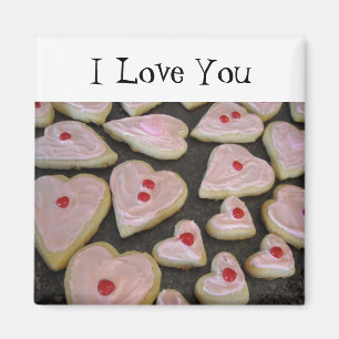Rosa Hjärtformade cookies Magnet