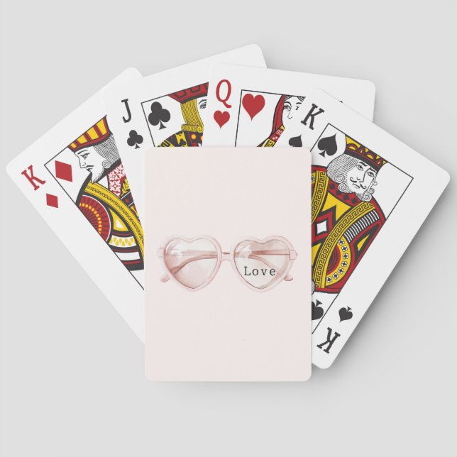 Rosa Hjärtformade Glasögon Kärlek Casinokort (Baksidan)