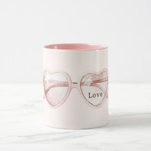 Rosa Hjärtformade Glasögon Kärlek Mugg