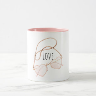 Rosa Hjärtformade Glasögon Mugg