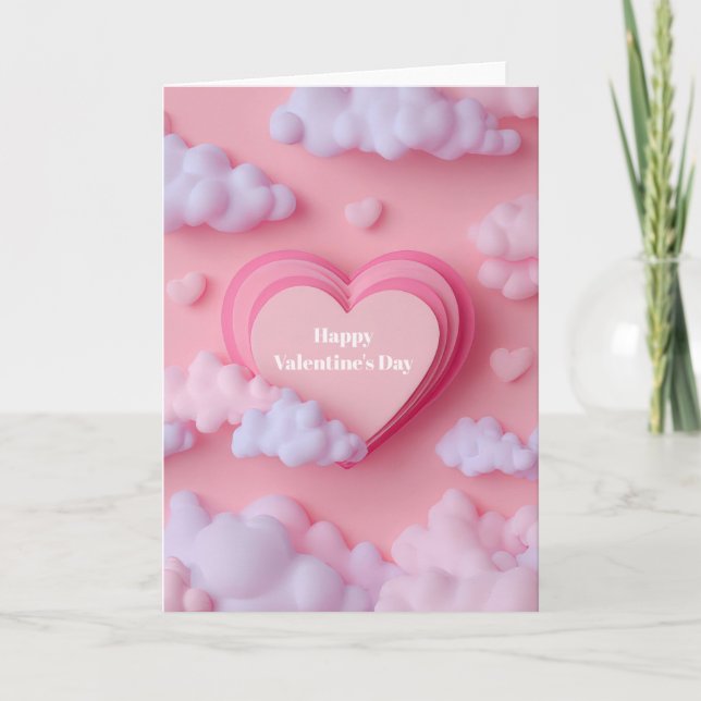 Rosa hjärtformat design Alla hjärtans dag-kort  Kort (Framsida)