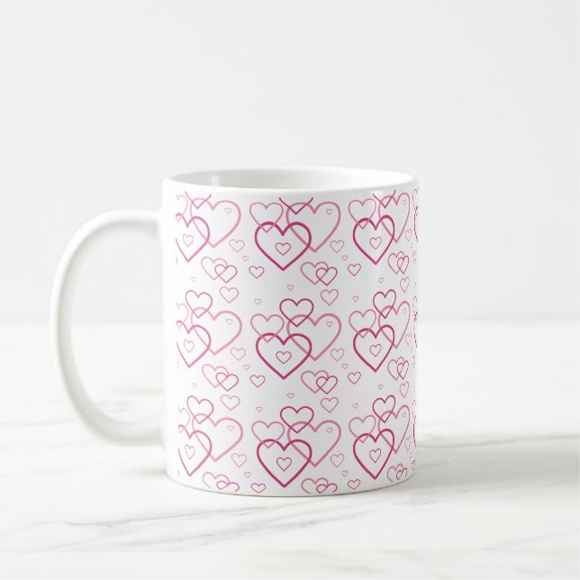 Rosa hjärtformsmönster kaffemugg (Vänster)