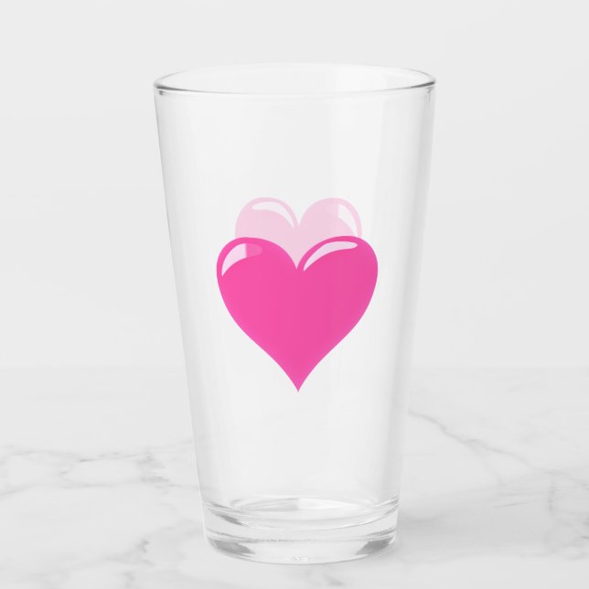 Rosa Hjärtglas Glaskopp (Framsida)
