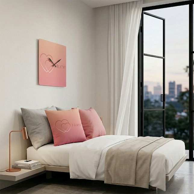 Rosa hjärthemmakudde kudde (Rose Gold Throw Pillow)