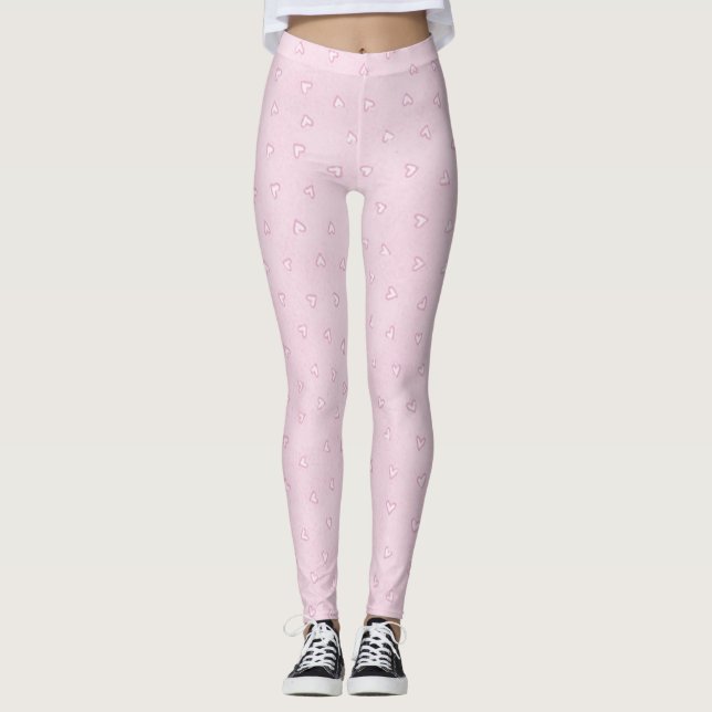 Rosa Hjärtklappning Leggings (Framsida)