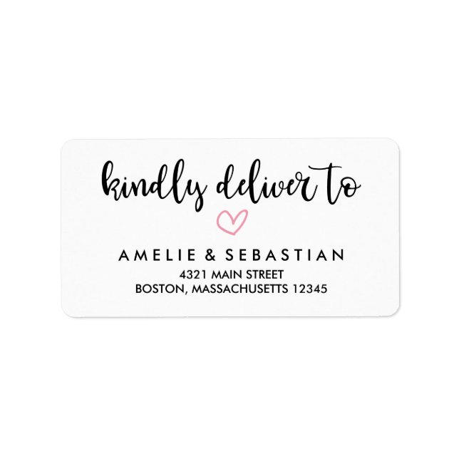 Rosa Hjärtlig leverans till Adress Adressetikett (Framsidan)